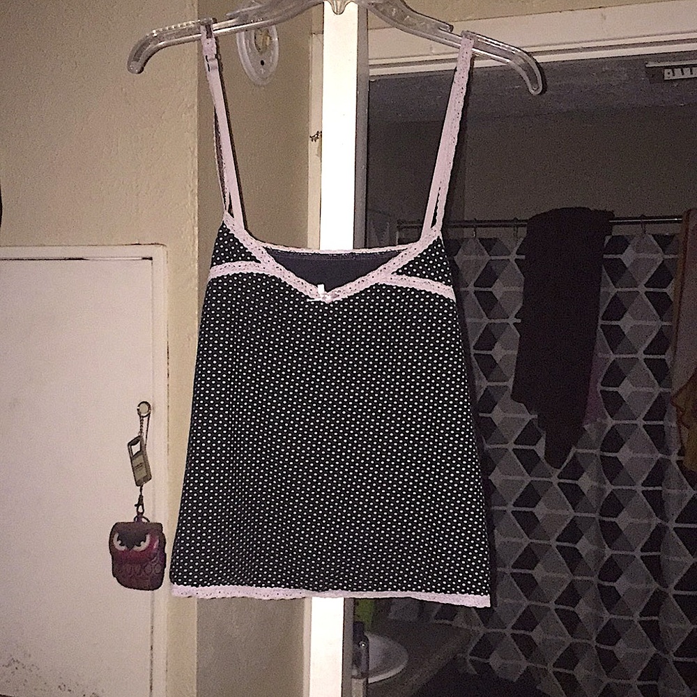 Black W/ White Polka Dots, Babydoll Style Tank Top
